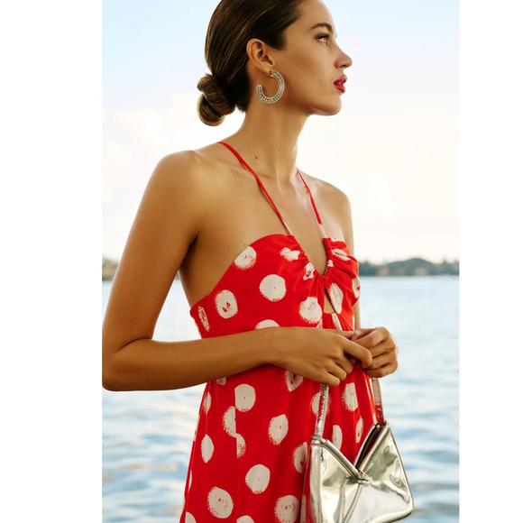 NWT Anthropologie Plenty by Tracy Reese Halter High-Low Ruffle Dress $248 XL Red - Picture 2 of 4